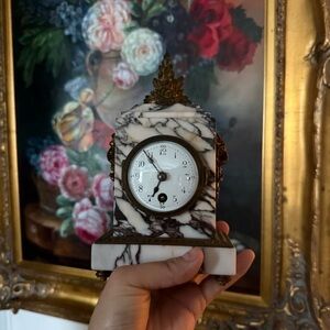 French Breccia Marble Clock
